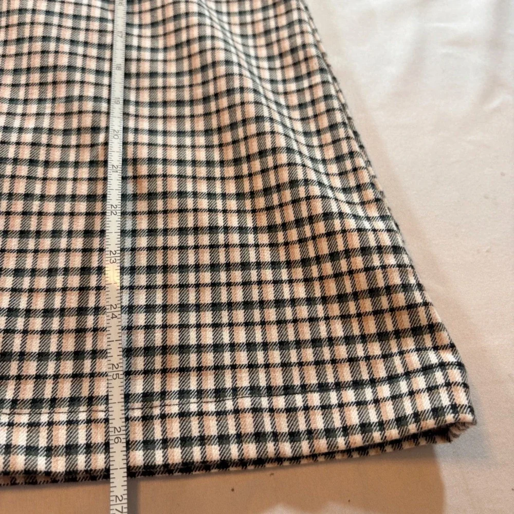 GB Girls Plaid Pinafore Dress Girls Size 14 Black Tan Checkered Sleeveless Mini